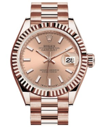 Rolex Lady-Datejust 28-279175 (Everose Gold President Bracelet, Rosé Index Dial, Fluted Bezel) (m279175-0025)