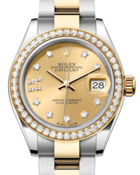 Rolex Lady-Datejust 28-279383RBR (Yellow Rolesor Oyster Bracelet, Gold Diamond IX-set Champagne Dial, Diamond Bezel) (m279383rbr-0022)