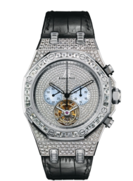 Audemars Piguet Royal Oak 44-26116BC.ZZ.D002CR.01 (Black Alligator Leather Strap, Diamond-paved Dial, Baguette-cut Diamond-set Bezel) (26116BC.ZZ.D002CR.01)