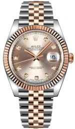 Rolex Datejust 41-126331 (Everose Rolesor Jubilee Bracelet, Gold Diamond-set Sundust Dial, Fluted Bezel) (m126331-0008)