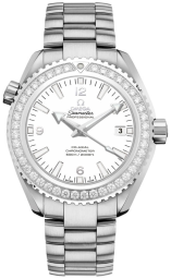 Omega Seamaster Planet Ocean 600M 42-232.15.42.21.04.001 (Stainless Steel Bracelet, White Arabic/Index Dial, Stainless Steel Diamond-set Bezel) (Omega 232.15.42.21.04.001)