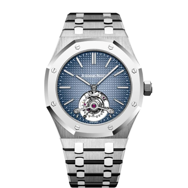 Audemars Piguet Royal Oak 41-26510IP.OO.1220IP.01 (Platinum & Titanium Bracelet, Petite Tapisserie Smoked-blue Index Dial, Platinum Smooth Bezel)