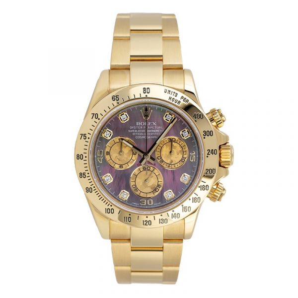 Rolex Daytona 116528NG (Yellow Gold Oyster Bracelet, Black MOP Diamond Dial, Gold Subdials)