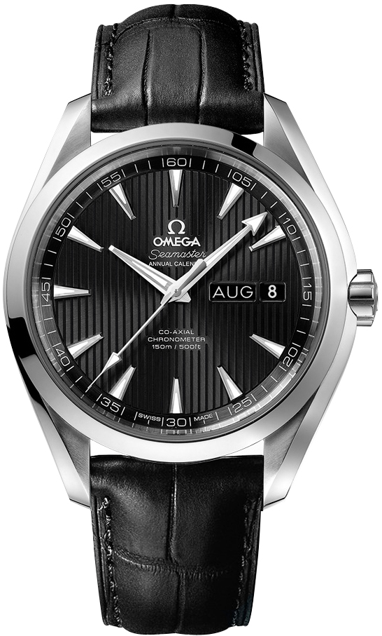 Omega Seamaster Aqua Terra 150M 43-231.13.43.22.01.002 (Black Alligator Leather Strap, Vertical-teak Black Index Dial, Stainless Steel Bezel)