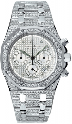 Audemars Piguet Royal Oak 39-25967BC.ZZ.1185BC.01 (Diamond-set White Gold Bracelet, Grande Tapisserie Diamond-set Index Dial, White Gold Diamond-set Bezel)