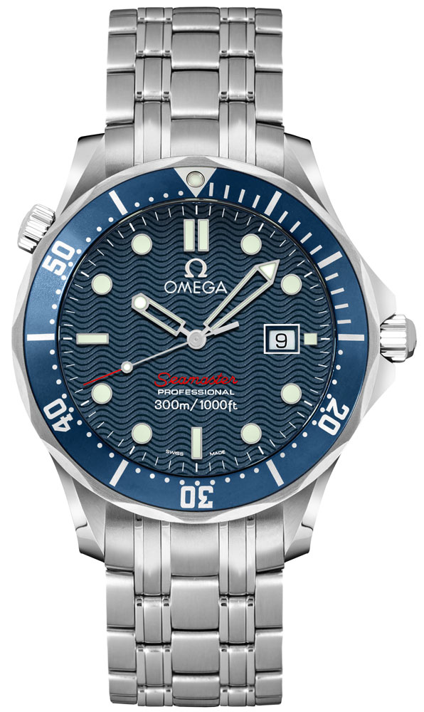 Omega Seamaster Diver 300M 41-2221.80.00 (Stainless Steel Bracelet, Wave-embossed Blue Dot Index Dial, Rotating Blue Ceramic Bezel)