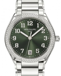 Patek Philippe Twenty~4 36-7300/1200A-011 (Stainless Steel Bracelet, Olive-green Sunburst Arabic Dial, Diamond Bezel) (7300/1200A-011)