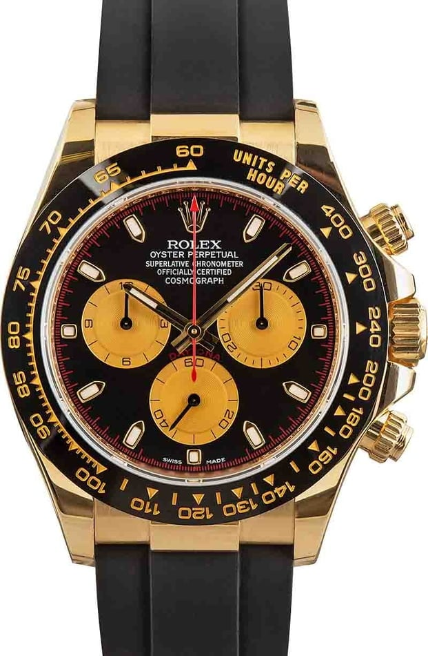 Rolex Daytona 116518 (Black Rubber Bracelet, Black Dial, Gold Subdials)