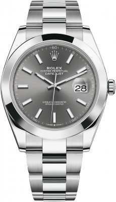 Rolex Datejust 41-126300 (Oystersteel Oyster Bracelet, Slate Index Dial, Smooth Bezel)