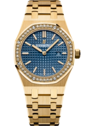 Audemars Piguet Royal Oak 33-67651BA.ZZ.1261BA.02 (Yellow Gold Bracelet, Grande Tapisserie Blue Dial Index Dial, Brilliant-cut Diamond-set Bezel) (67651BA.ZZ.1261BA.02)