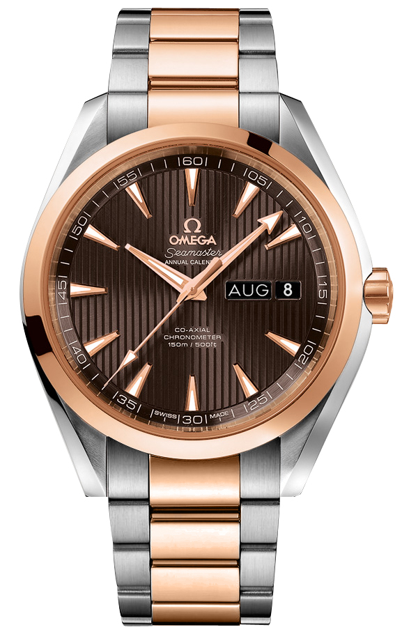 Omega Seamaster Aqua Terra 150M 43-231.20.43.22.06.002 (Red Gold & Stainless Steel Bracelet, Vertical-teak Grey Index Dial, Red Gold Bezel)