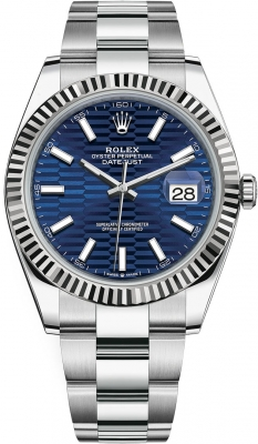 Rolex Datejust 41-126334 (Oystersteel Oyster Bracelet, Bright-blue Fluted Index Dial, Fluted Bezel)