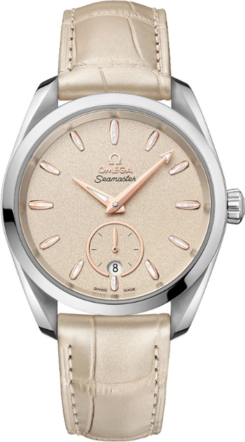 Omega Seamaster Aqua Terra 150M 38-220.13.38.20.09.001 (Beige Alligator Leather Strap, Beige Index Dial, Stainless Steel Bezel)