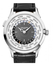 Patek Philippe Complications 38.5-5230G-001 (Matte-black Alligator Leather Strap, Hong kong Edition Guilloched Charcoal-gray Index Dial, White Gold Smooth Bezel) (5230G-001)