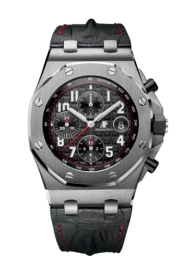 Audemars Piguet Royal Oak OffShore 42-26470ST.OO.A101CR.01 (Black Alligator Leather Strap, Méga Tapisserie Black Arabic Dial, Stainless Steel Smooth Bezel) (26470ST.OO.A101CR.01)