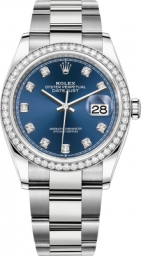 Rolex Datejust 36-126284RBR (Oystersteel Oyster Bracelet, Gold Diamond-set Bright-blue Dial, Diamond Bezel) (m126284rbr-0030)