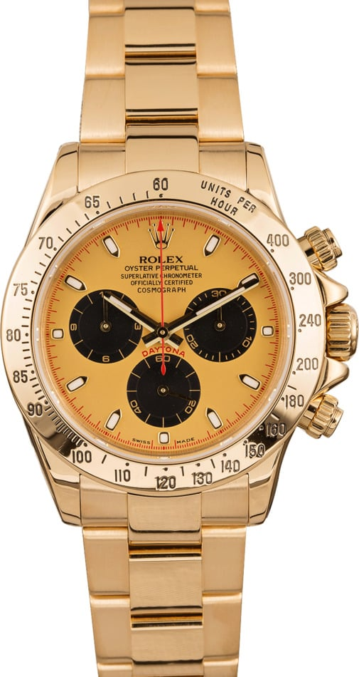 Rolex Daytona 16528 (Yellow Gold Oyster Bracelet, Champagne Dial, Black Subdials)