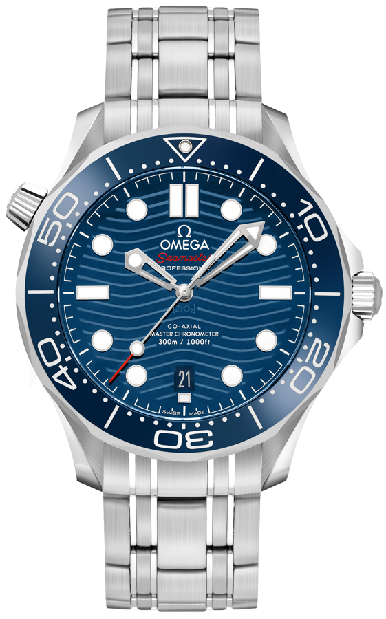 Omega Seamaster Diver 300M 42-210.30.42.20.03.001 (Stainless Steel Bracelet, Wave-embossed Blue Dot Index Dial, Rotating Blue Ceramic Bezel)