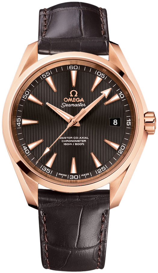 Omega Seamaster Aqua Terra 150M 41.5-231.53.42.21.06.002 (Brown Alligator Leather Strap, Vertical-teak Grey Index Dial, Red Gold Bezel)