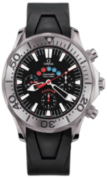 Omega Seamaster Diver 300M 44-2969.52.91 (Black Rubber Strap, Black Index Dial, Rotating Titanium Bezel) (Omega 2969.52.91)