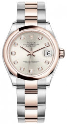 Rolex Datejust 31-278241 (Everose Rolesor Oyster Bracelet, Gold Diamond-set Silver Dial, Domed Bezel)