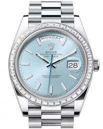 Rolex Day-Date 40-228396TBR (Platinum President Bracelet, Ice-blue Index Dial, Diamond Bezel) (m228396tbr-0039)