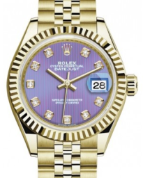 Rolex Lady-Datejust 28-279178 (Yellow Gold Jubilee Bracelet, Gold Diamond-set Lavender Dial, Fluted Bezel) (m279178-0019)