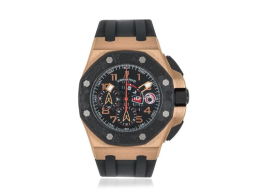 Audemars Piguet Royal Oak Offshore 44-26062OR.OO.A002CA.01 (Black Rubber Strap, Méga Tapisserie Black Arabic Dial, Forged Carbon Smooth Bezel) (26062OR.OO.A002CA.01)