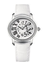 Audemars Piguet Millenary 39.5-77301ST.ZZ.D015CR.01 (White Alligator Leather Strap, Silver-toned Arabic/Roman Dial, Stainless Steel Diamond-set Bezel) (77301ST.ZZ.D015CR.01)