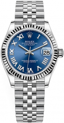 Rolex Datejust 31-278274 (Oystersteel Jubilee Bracelet, Bright-blue Roman Dial, Fluted Bezel)