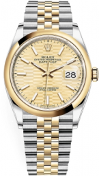 Rolex Datejust 36-126203 (Yellow Rolesor Jubilee Bracelet, Golden Fluted Index Dial, Domed Bezel) (m126203-0039)