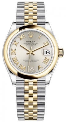 Rolex Datejust 31-278243 (Yellow Rolesor Jubilee Bracelet, VI Diamond-set Silver Dial, Domed Bezel)