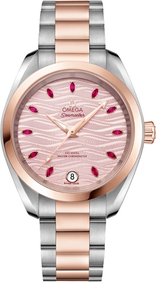 Omega Seamaster Aqua Terra 150M 34-220.20.34.20.60.001 (Stainless Steel & Sedna Gold Bracelet, Wave-embossed Pale-pink Index Dial, Sedna Gold Bezel)