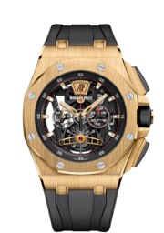 Audemars Piguet Royal Oak Offshore 44-26407BA.OO.A002CA.01 (Black Rubber Strap, Transparent Sapphire Openworked Black Index Dial, Yellow Gold Smooth Bezel) (26407BA.OO.A002CA.01)