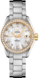 Omega Seamaster Aqua Terra 150M 30-231.25.30.20.55.004 (Stainless Steel Bracelet, Vertical-teak White MOP Diamond Index Dial, Yellow Gold Diamond-set Bezel) (Omega 231.25.30.20.55.004)