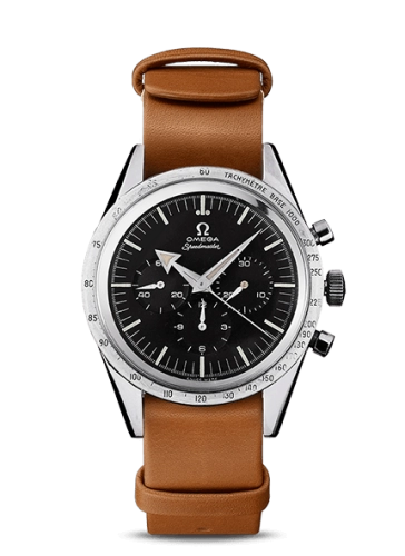 Omega Speedmaster Moonwatch 42-CK2915-1 (Brown Leather Strap, Yellow Gold-toned Index Dial, Stainless Steel Tachymeter Bezel)