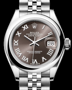 Rolex Lady-Datejust 28-279160 (Oystersteel Jubilee Bracelet, Dark-grey Roman Dial, Domed Bezel)