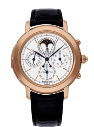 Audemars Piguet Jules Audemars 42-25866OR.OO.D002CR.01 (Black Alligator Leather Strap, Silver-toned Index Dial, Pink Gold Smooth Bezel) (25866OR.OO.D002CR.01)