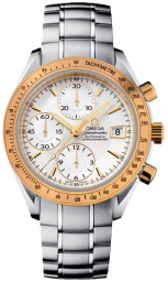 Omega Speedmaster Non-Moonwatch 40-323.21.40.40.02.001 (Stainless Steel Bracelet, Sun-brushed Silver-toned Index Dial, Yellow Gold Tachymeter Bezel) (Omega 323.21.40.40.02.001)