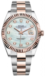 Rolex Datejust 41-126331 (Everose Rolesor Oyster Bracelet, Gold Diamond-set White MOP Dial, Fluted Bezel) (m126331-0013)