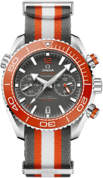 Omega Seamaster Planet Ocean 600M 45.5-215.32.46.51.99.001 (Orange/Grey/White NATO Strap, Grey Ceramic Arabic/Index Dial, Rotating Red Ceramic Bezel) (Omega 215.32.46.51.99.001)