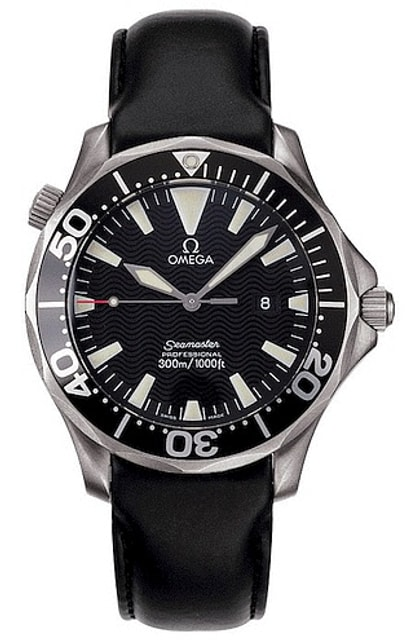 Omega Seamaster Diver 300M 36.25-2964.50.91 (Black Leather Strap, Wave-embossed Black Index Dial, Rotating Black Ceramic Bezel)