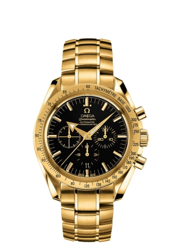 Omega Speedmaster Non-Moonwatch 42-3151.50.00 (Yellow Gold Bracelet, Black Index Dial, Yellow Gold Tachymeter Bezel)