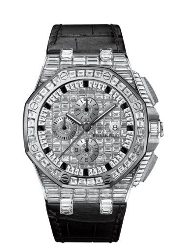 Audemars Piguet Royal Oak Offshore 44-26403BC.ZZ.D102CR.01 (Black Alligator Leather Strap, Baguette-cut Onyx Markers, Baguette-cut Diamond-paved Dial, Baguette-cut Diamond-set Bezel)