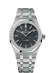 Audemars Piguet Royal Oak 37-15451ST.ZZ.1256ST.01.A (Stainless Steel Bracelet, Grande Tapisserie Black Index Dial, Stainless Steel Diamond-set Bezel) (15451ST.ZZ.1256ST.01)