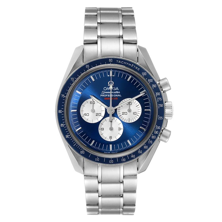 Omega Speedmaster Moonwatch 42-3565.80.00 (Stainless Steel Bracelet, Blue Index Dial, Blue Tachymeter Bezel)