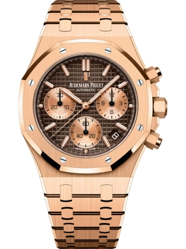 Audemars Piguet Royal Oak 41-26239OR.OO.1220OR.02 (Pink Gold Bracelet, Grande Tapisserie Brown Index Dial, Pink Gold Smooth Bezel)