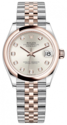 Rolex Datejust 31-278241 (Everose Rolesor Jubilee Bracelet, Gold Diamond-set Silver Dial, Domed Bezel)