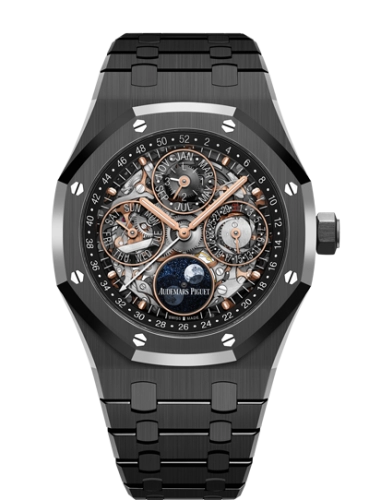 Audemars Piguet Royal Oak 41-26585CE.OO.1225CE.01 (Black Ceramic Bracelet, Transparent-sapphire Smoked Dial, Black Ceramic Smooth Bezel)