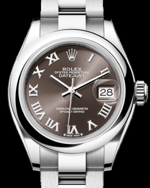 Rolex Lady-Datejust 28-279160 (Oystersteel Oyster Bracelet, Dark-grey Roman Dial, Domed Bezel)